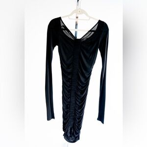 ALL SAINTS Black Long Sleeve Ruched Dress